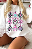 MQTIME  -  Christmas Pattern Drop Shoulder Ribbed Sweatshirt