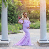 MQTIME  -  Mermaid Maternity Dresses For Photo Shoot Pregnant Women Pregnancy Dress Photography Props Sexy Off Shoulder Maxi Maternity Gown