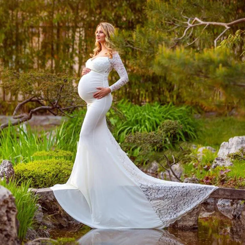 MQTIME  -  Sexy Lace Maternity Dresses For Baby Showers Photo Shoot Long Fancy Pregnancy Maxi Gown Elegence Pregnant Women Photography Prop