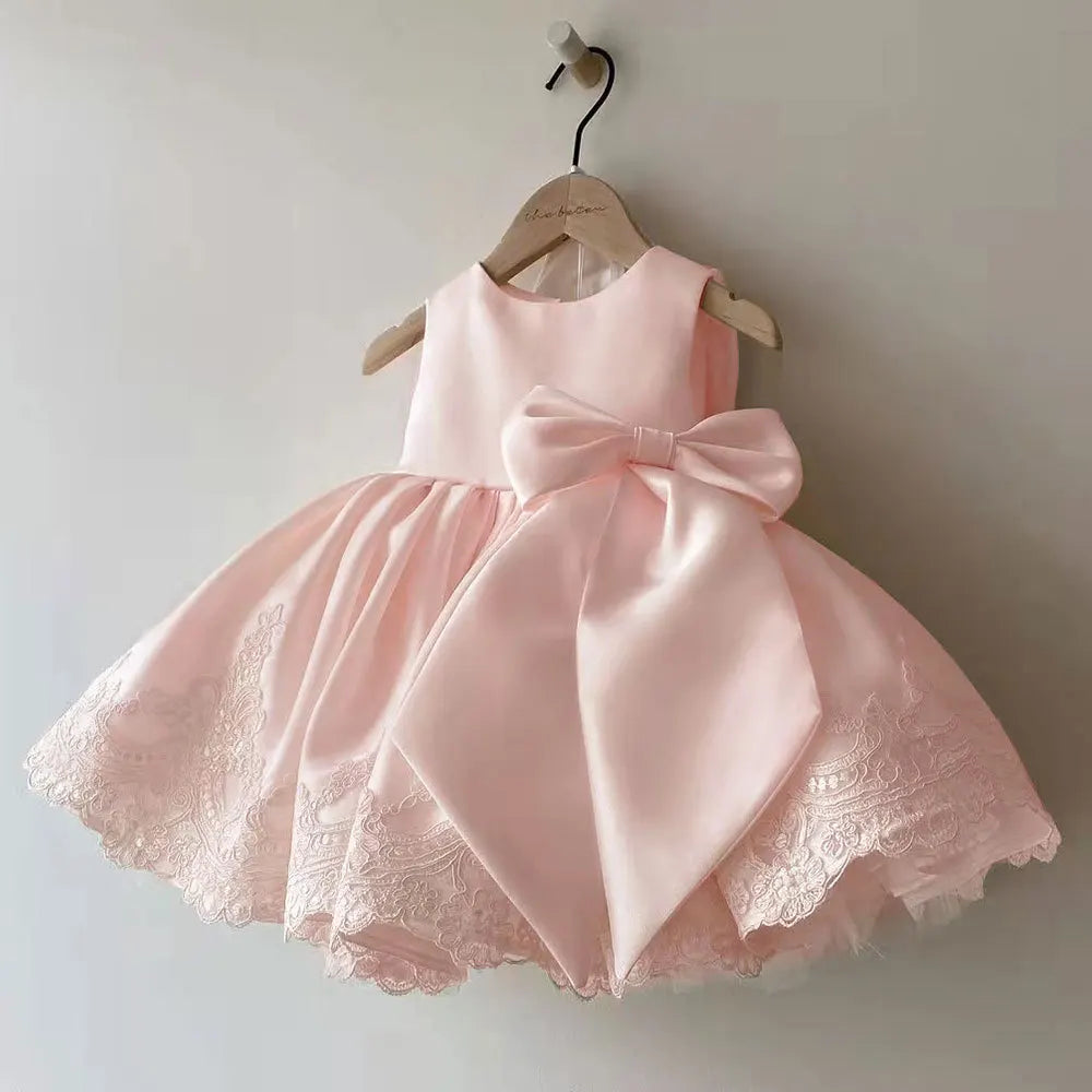 MQTIME  -  Elegant Dresses For Girls Christmas Solid Lace Girl Party Dress Princess Birthday Wedding New Year Costume Clothes 1-6T