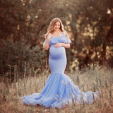 MQTIME  -  Mermaid Maternity Dresses For Photo Shoot Pregnant Women Pregnancy Dress Photography Props Sexy Off Shoulder Maxi Maternity Gown