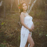 MQTIME  -  Summer Maternity Photography Long Dress Off-the Shoulder Maternity Lace Dresses For Photo Shoot Front Slit