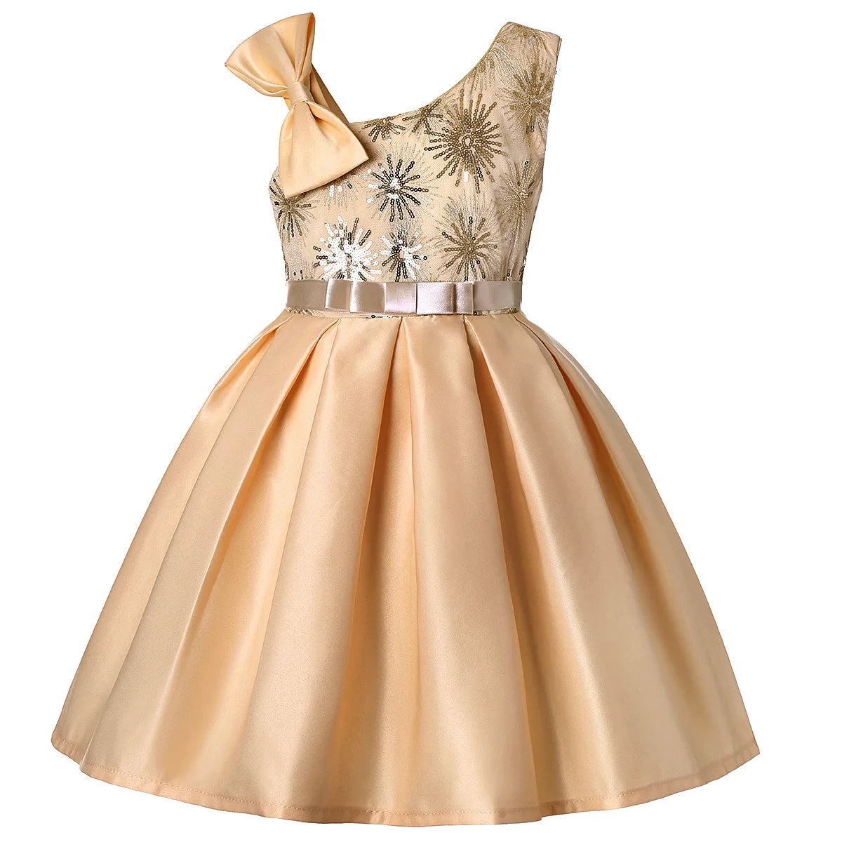 MQTIME  -  Girls Sequined Dresses for Christmas Kids Princess Satin Party Gown Child Birthday Striped Costume 2 to 8 10 Years