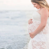 MQTIME  -  Summer Maternity Photography Long Dress Off-the Shoulder Maternity Lace Dresses For Photo Shoot Front Slit