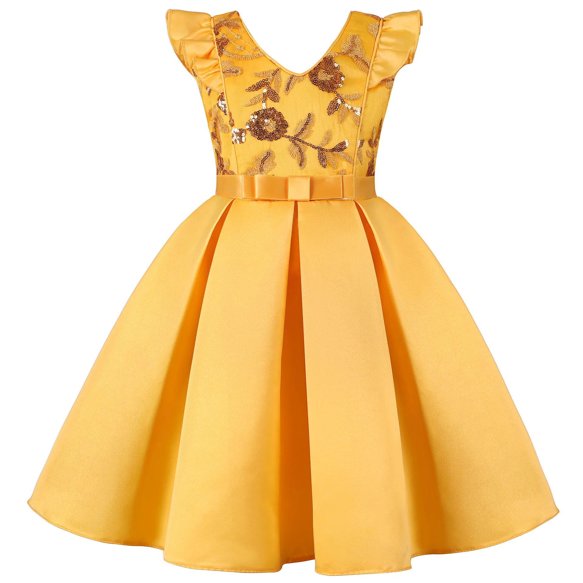 MQTIME  -  Girls Sequined Dresses for Christmas Kids Princess Satin Party Gown Child Birthday Striped Costume 2 to 8 10 Years