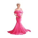 MQTIME  -  Mermaid Maternity Dresses For Photo Shoot Pregnant Women Pregnancy Dress Photography Props Sexy Off Shoulder Maxi Maternity Gown