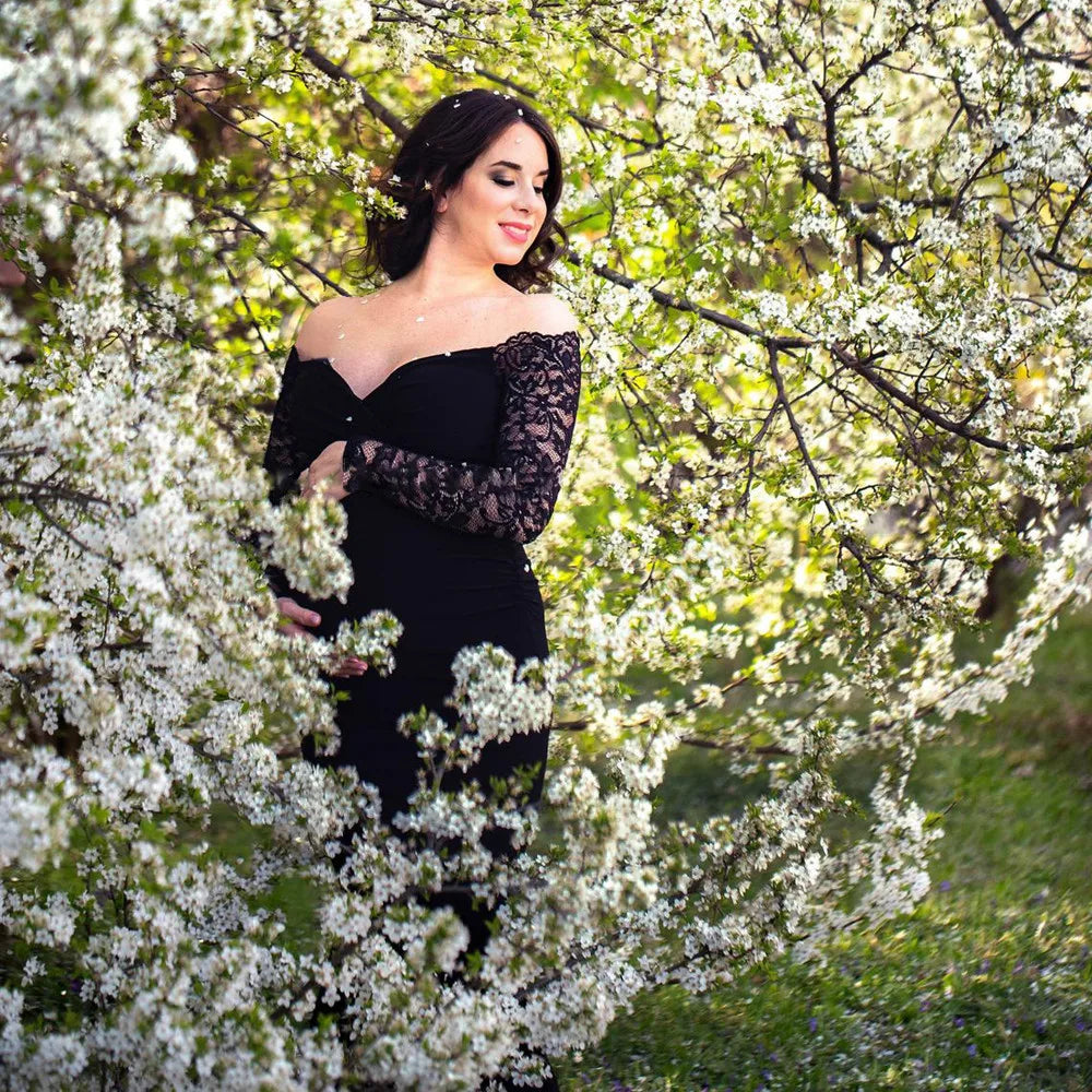MQTIME  -  Sexy Lace Maternity Dresses For Baby Showers Photo Shoot Long Fancy Pregnancy Maxi Gown Elegence Pregnant Women Photography Prop