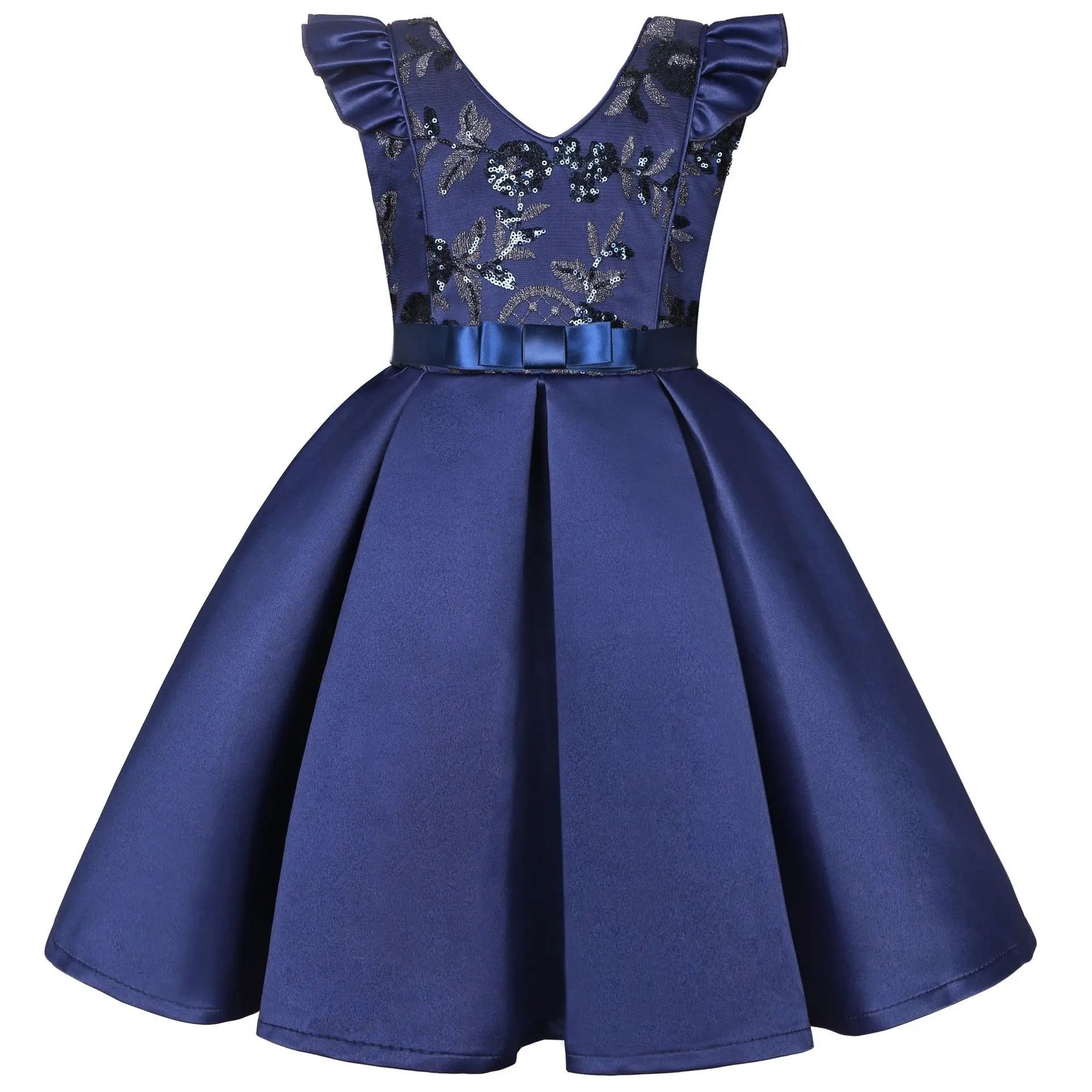 MQTIME  -  Girls Sequined Dresses for Christmas Kids Princess Satin Party Gown Child Birthday Striped Costume 2 to 8 10 Years