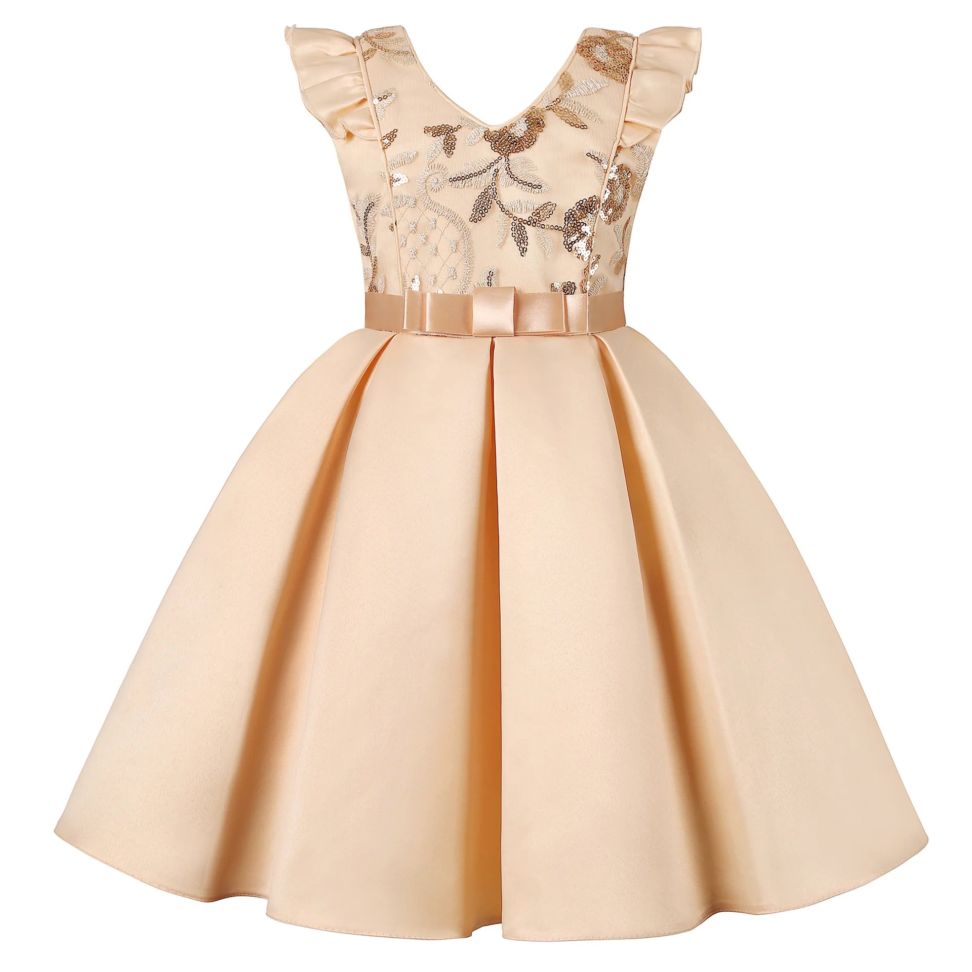 MQTIME  -  Girls Sequined Dresses for Christmas Kids Princess Satin Party Gown Child Birthday Striped Costume 2 to 8 10 Years