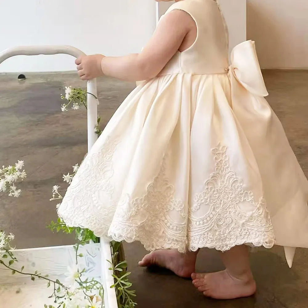 MQTIME  -  Elegant Dresses For Girls Christmas Solid Lace Girl Party Dress Princess Birthday Wedding New Year Costume Clothes 1-6T