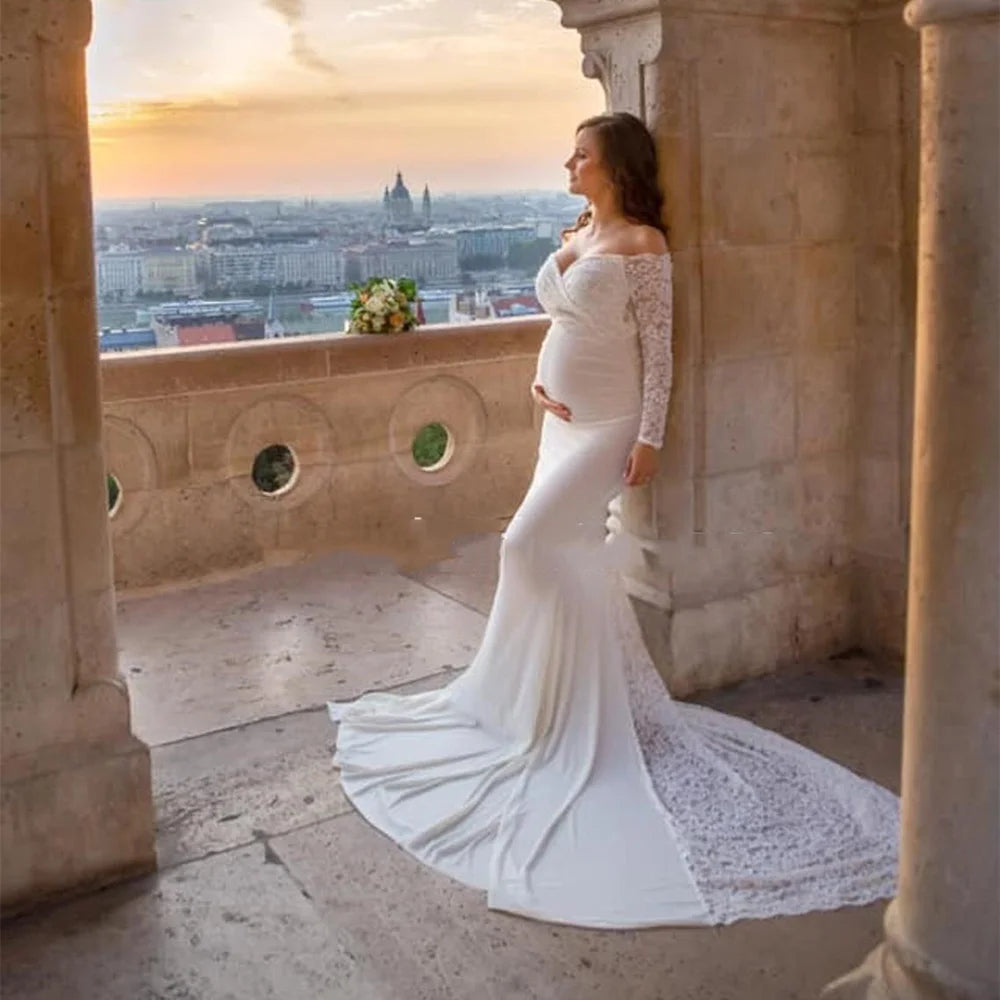 MQTIME  -  Sexy Lace Maternity Dresses For Baby Showers Photo Shoot Long Fancy Pregnancy Maxi Gown Elegence Pregnant Women Photography Prop