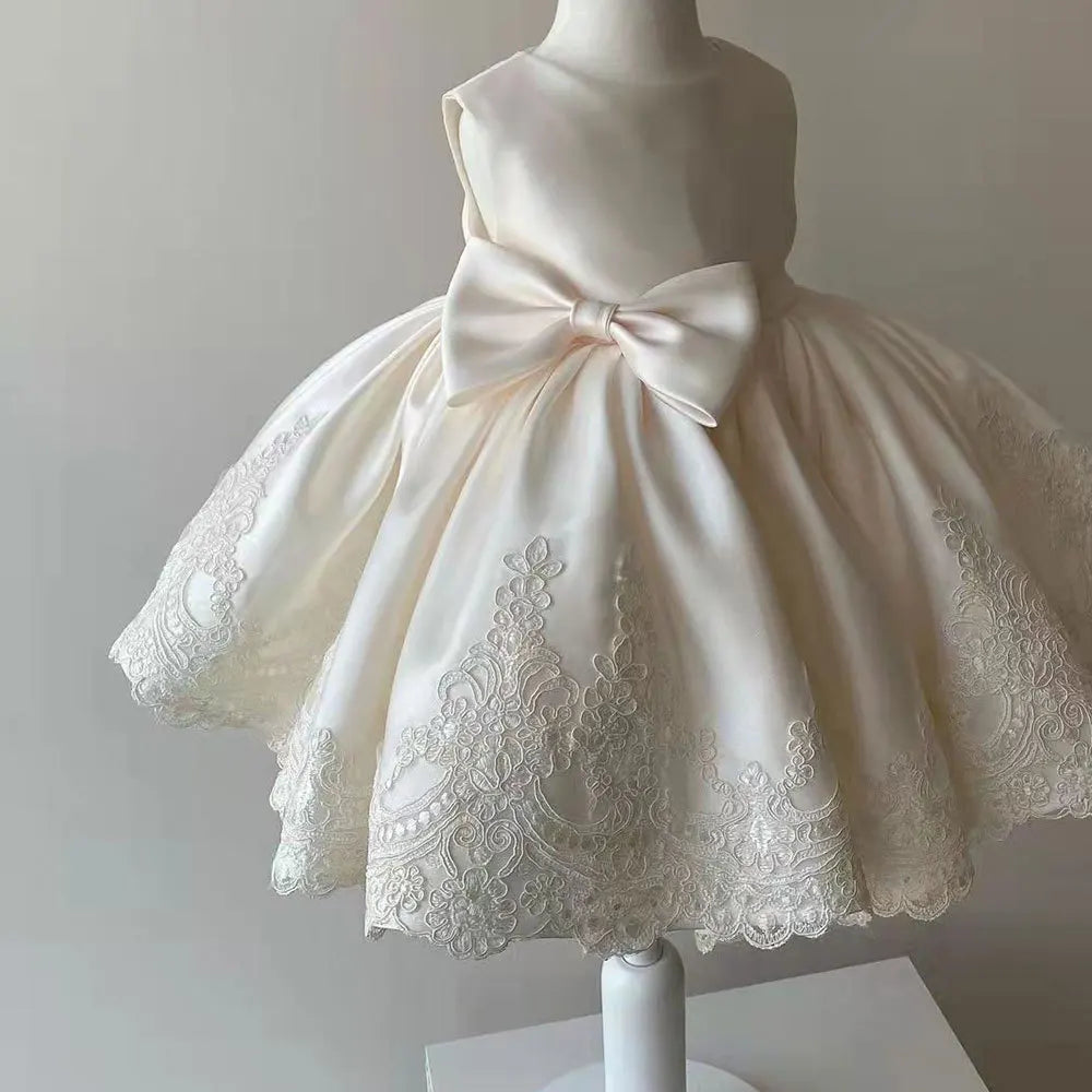MQTIME  -  Elegant Dresses For Girls Christmas Solid Lace Girl Party Dress Princess Birthday Wedding New Year Costume Clothes 1-6T