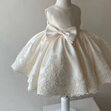 MQTIME  -  Elegant Dresses For Girls Christmas Solid Lace Girl Party Dress Princess Birthday Wedding New Year Costume Clothes 1-6T
