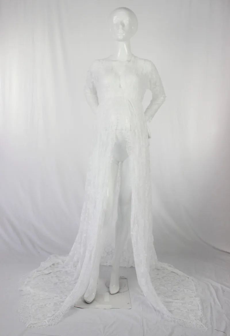 MQTIME  -  White Sexy Maternity Photography Dresses Lace Fancy Pregnancy Shoot Dress Long Women Maxi Maternity Gown For Pregnant Photo Prop