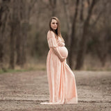 MQTIME  -  Pregnant Women Off Shoulder Ruffle Sleeve Lace Maternity Gown Maxi Photography Dress Elegant Pregnancy Dresses for Photo Shoot