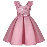 MQTIME  -  Girls Sequined Dresses for Christmas Kids Princess Satin Party Gown Child Birthday Striped Costume 2 to 8 10 Years