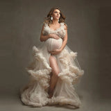 Mqtime Extra Puffy Tulle Maternity Dress Photo shoot Women Gowns Robe Ruffled Tulle Sexy Long Photography Dress Custom Made Robes