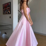 MQTIME  -  2025 Summer Retro Style Satin Spaghetti Strap Evening Dress Fashion High Waist A-line Ruched Banquet Gowns for Laies