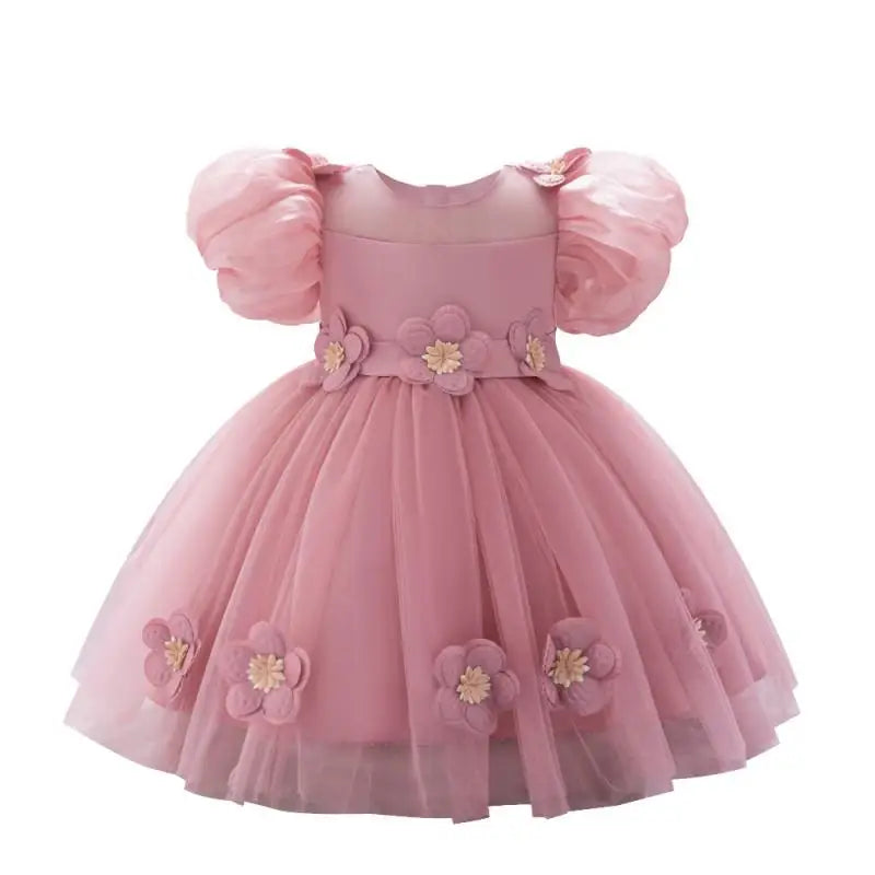 MQTIME  -  Baby and Girl's New Sticker Bubble Sleeve Bow Sweet and Cute Fashionable Mesh Princess Dress Christmas Wedding Flower Girl Dress