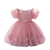 MQTIME  -  Baby and Girl's New Sticker Bubble Sleeve Bow Sweet and Cute Fashionable Mesh Princess Dress Christmas Wedding Flower Girl Dress