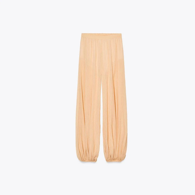 MQTIME  -  Retro Loose Print Pants Women Casual High Waist Long Lantern Female Trousers 2025 Summer Autumn Street See Through Pants Lady