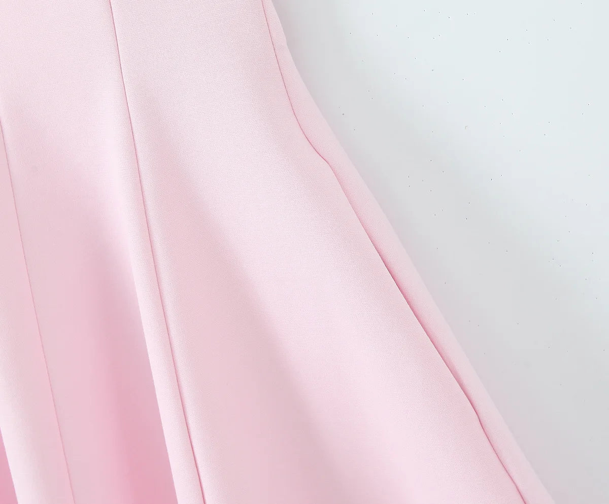 MQTIME  -  Summer New Arrivals Women's Wear Pure Color Temperament Sexy Backless Wave-Style Wide-Sleeve Halter Short Dress