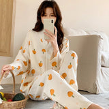 MQTIME  -  Maternity Nursing Sleepwear Sets 100% Cotton Feeding Pajamas Spring Autumn Thin Long Sleeve Top Pants Home Wear