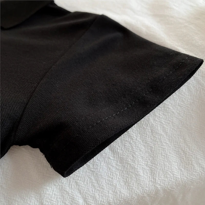 MQTIME  -  2Piece 2025 Summer Baby Boy Clothes Korean Fashion Casual Letter Short Sleeve Black Tops+Shorts Clothings Children's Sets BC2116