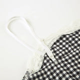 MQTIME  -  New Plaid Lace Flare Pants Sets Patchwork Elegant Women Casual Two Piece Suit Streetwear Sweet Tank Top Autumn Slim Fit Set