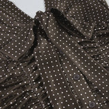 MQTIME  -  French lace up bow polka dot breasted short top with retro style, pleated waist, slimming effect, versatile short sleeved shirt