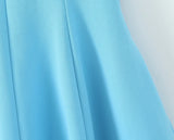 MQTIME  -  Summer New Arrivals Women's Wear Pure Color Temperament Sexy Backless Wave-Style Wide-Sleeve Halter Short Dress