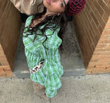 MQTIME  -  Spring 2025 New Style Checked Fitted Blouse for Ladies with Pleated Sleeves and Shirt Design streetwear dress for women