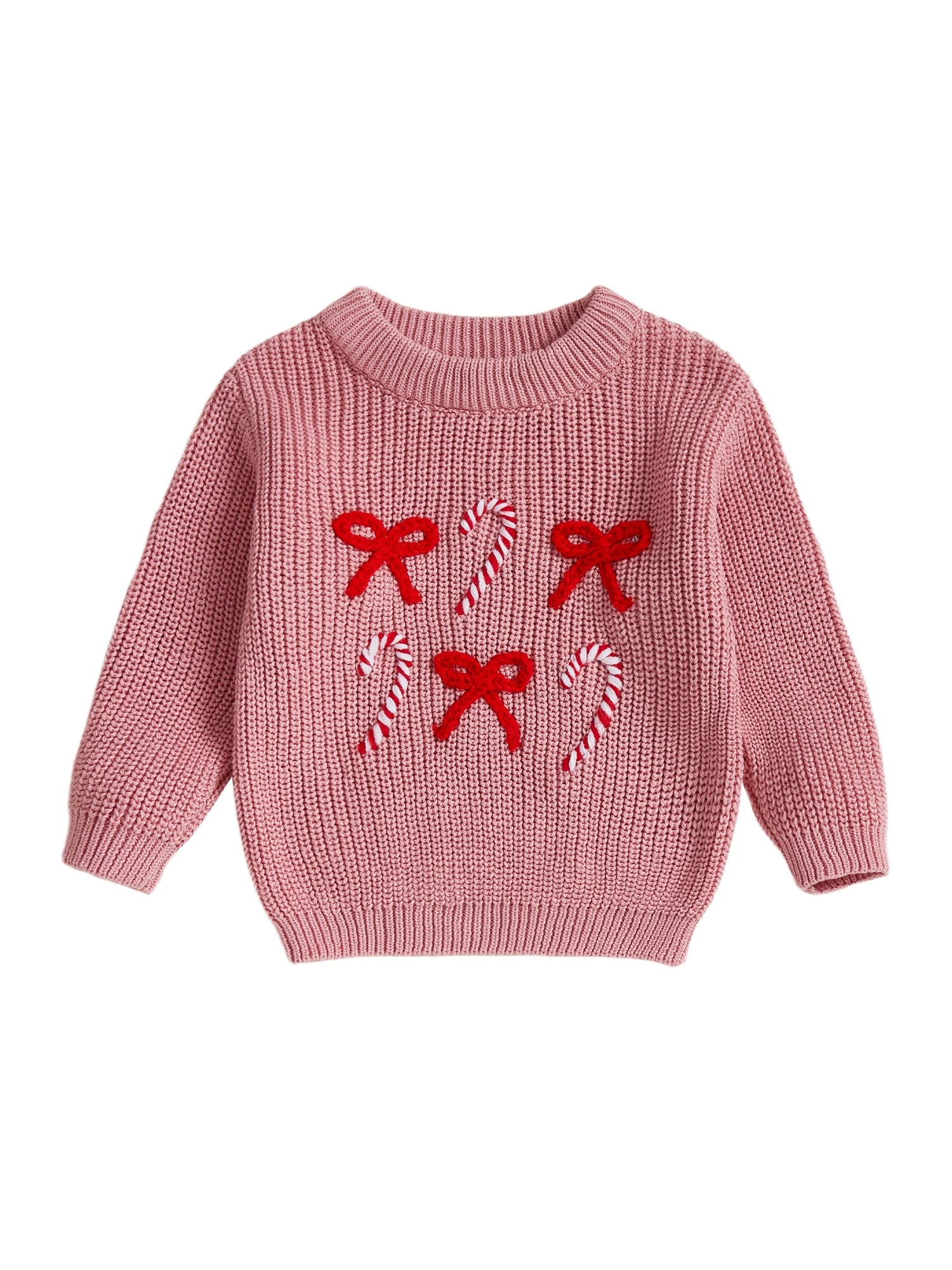 MQTIME  -  Adorable Toddler Girl Christmas Sweaters with Festive Reindeer and Snowflake Embroidery Long Sleeve Round Neck Toddler