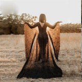 MQTIME  -  Sexy Black Lace Pregnancy Dress For Photo Shoot Fancy Maternity Dresses Photography Prop Split Side Pregnant Women Maxi Gown