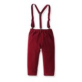 MQTIME  -  Christmas Toddler Kids Boys Gentleman Clothing Sets Long Sleeve Cartoon Bowtie Casual Shirts+Suspenders Pants Outfit