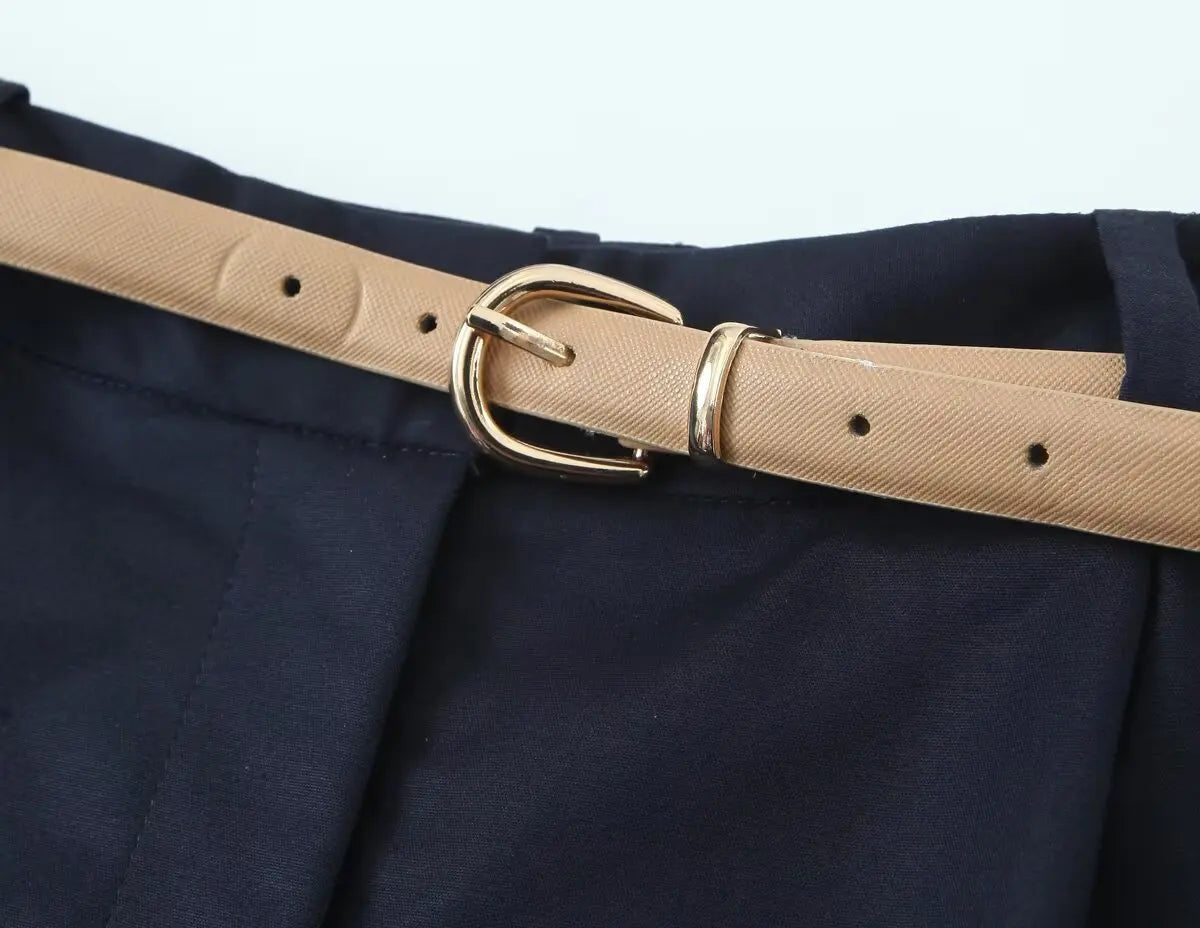 MQTIME  -  New summer women's clothing casual fashion simple loose versatile belt pleated commuter wide-leg shorts