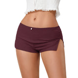 MQTIME  -  Women‘s Y2K Cute Micro Pajama Shorts Soft Side Slit Ruched Elastic Low Rise Stretch Sleep Pj Bottoms Sleep Loungewear