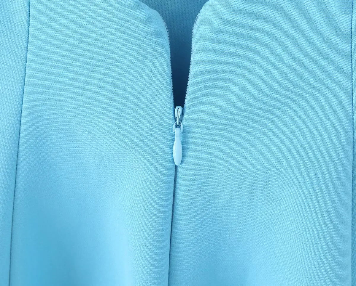 MQTIME  -  Summer New Arrivals Women's Wear Pure Color Temperament Sexy Backless Wave-Style Wide-Sleeve Halter Short Dress