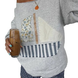 MQTIME  -  25 Autumn New Collection of European and American Women's Ocean Sailboat Patchwork Slant Shoulder One Shoulder Two Wear Hoodie