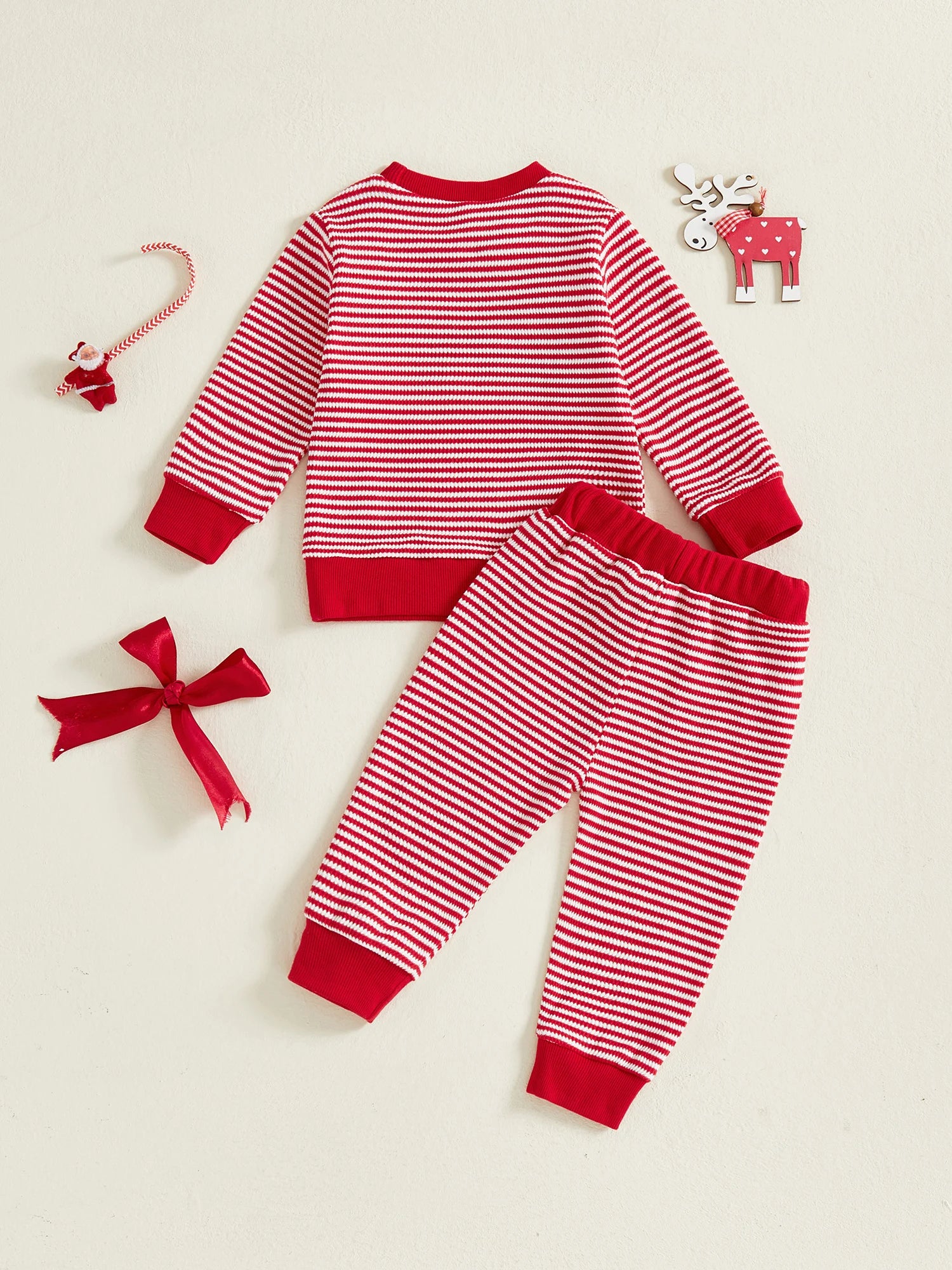 MQTIME  -  Infant Christmas Clothes Set with Gingerbread Man Embroidery Pullover and Striped Pants Perfect for the Holidays