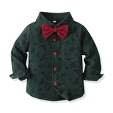 MQTIME  -  Christmas Toddler Kids Boys Gentleman Clothing Sets Long Sleeve Cartoon Bowtie Casual Shirts+Suspenders Pants Outfit