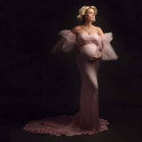MQTIME  -  Elegant Pink Woman Maternity Photography Dresses For Pregnant Women Party Wedding Evening Gown Pregnancy Photo Shooting Dress