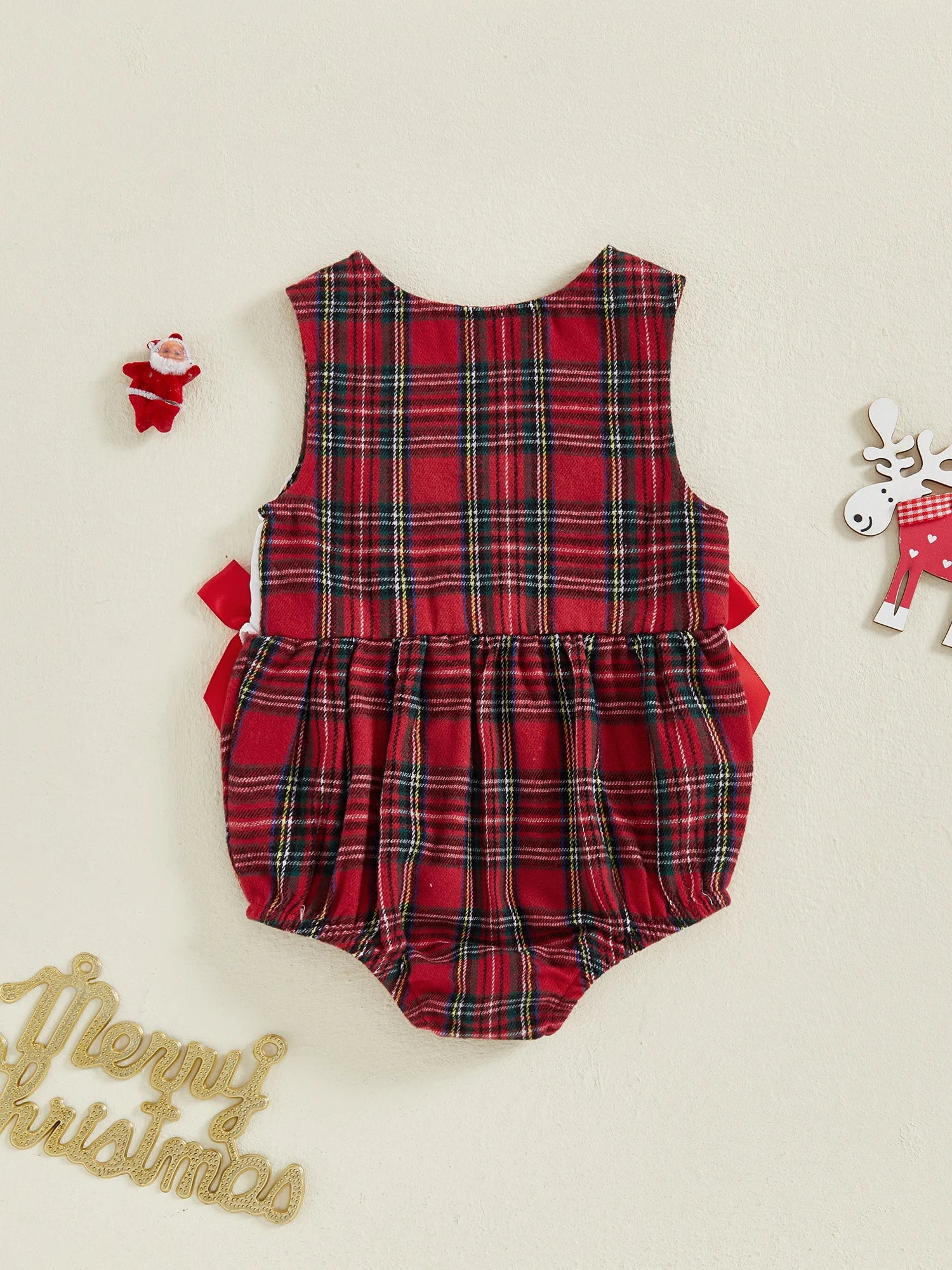 MQTIME  -  Toddler Boy Striped Overall Reindeer and Snowman Applique Crew Neck Sleeveless Belted Playsuit with Pockets