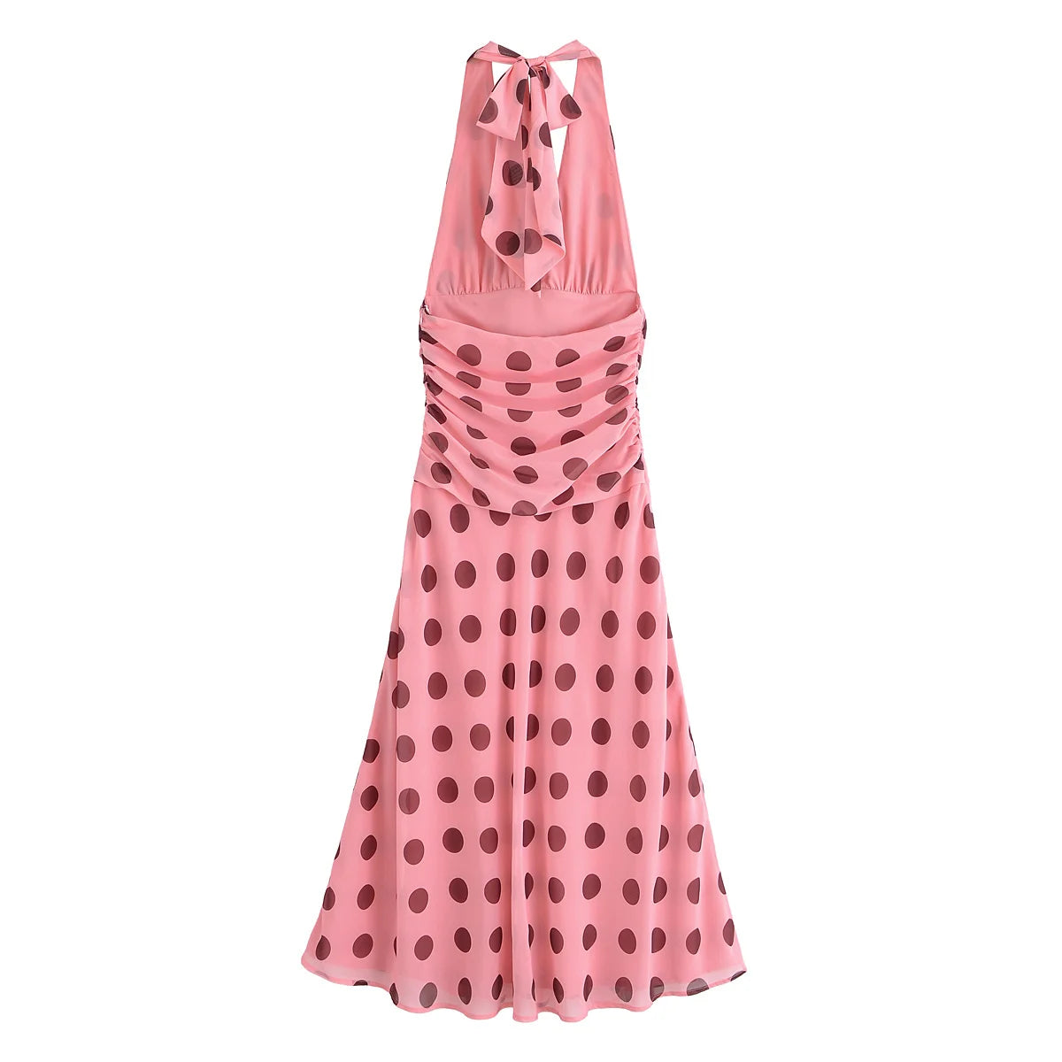 MQTIME  -  summer new women's casual fashion simple halter neck V-neck sleeveless backless polka dot long dress