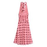 MQTIME  -  summer new women's casual fashion simple halter neck V-neck sleeveless backless polka dot long dress