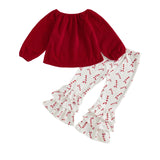 MQTIME  -  Girls Christmas Outfits Long Sleeve Tops and Snowflake Print Leggings Set 2 Piece Clothes for Toddler Girls