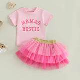 MQTIME  -  Adorable Baby Girl Dress Set with Floral Print Top and Ruffled Tulle Skirt - 2 Piece Summer Outfit for Toddlers
