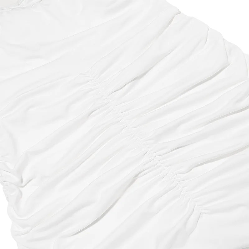 MQTIME  -  Halter Pleated Women's Prom Dress Backless Sleeveless Bandage Gown White Close Fitting Party Skirt Spicy New Arrival In Stock