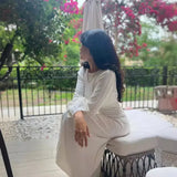 MQTIME  -  White Backless Knitted Maxi Dress for Women Elegant Flare Long Sleeve Bodycon Party Dresses Lady Holidays Club Evening Outfits