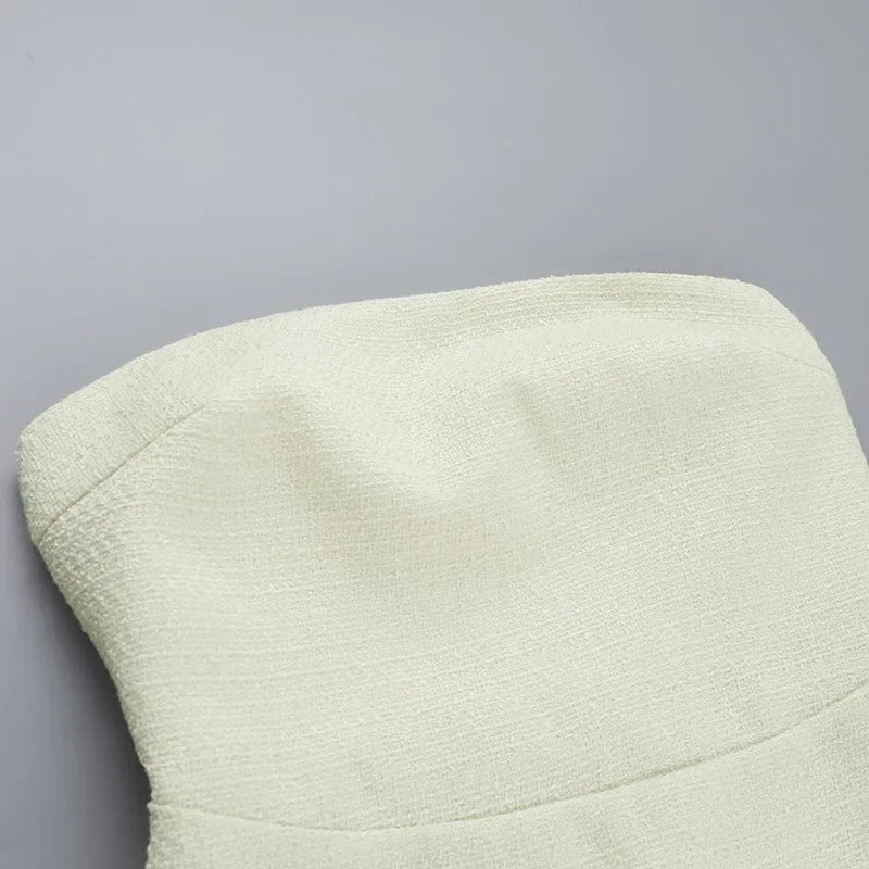 MQTIME  -  Y2k Pearl Dress Sets Women Autumn Long Sleeve Coat And Mini Dress Two Piece Sets Femme Sexy Strapless Dress Matching Sets